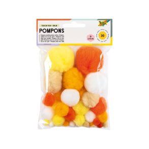 POMPONGER 30 stk 1-5 cm TON i TON - GUL