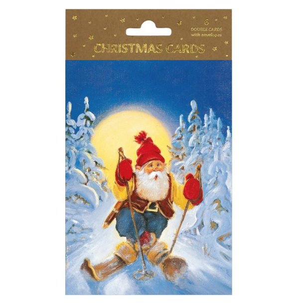 JULEKORT DBL 6 STK. J.JACOBSEN NISSE P� SKI FULLM�NE (2-200602)
