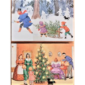 Julekort Elsa Beskow Peter Og Lotta Jul 2 kort/2 motiv