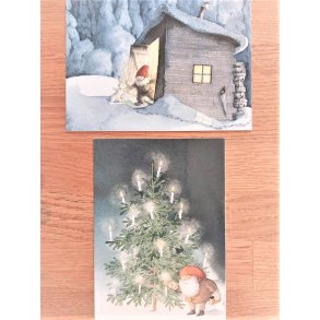 Julekort Nisser Hj.F. 2 kort/2 motiv