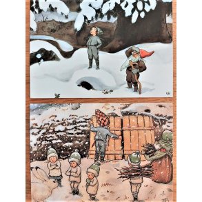 Julekort Elsa Beskow Jul/Vinter 2 kort/2 motiv