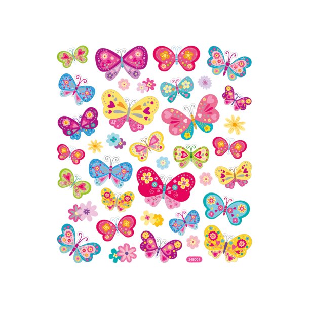 SOMMERFUGLER MED GLITTER, klistremerker n0 40000403
