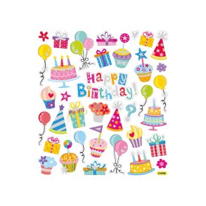 BURSDAG MED GLITTER klistremerker no 40000439