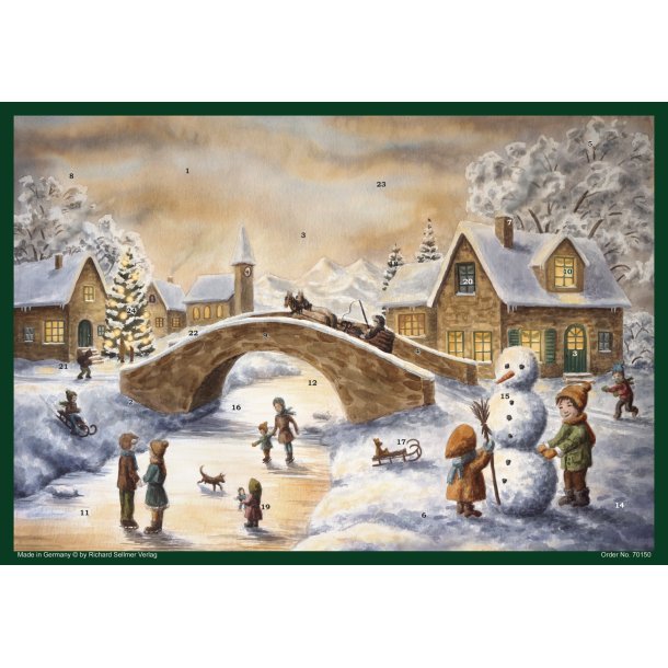 HVIT JUL;BARNELEK VED BROEN 26x36 cm, no70150