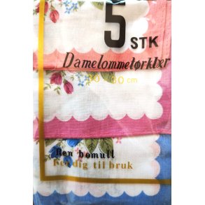 DAME LOMMET�RKLE BLOMSTER 5-pk