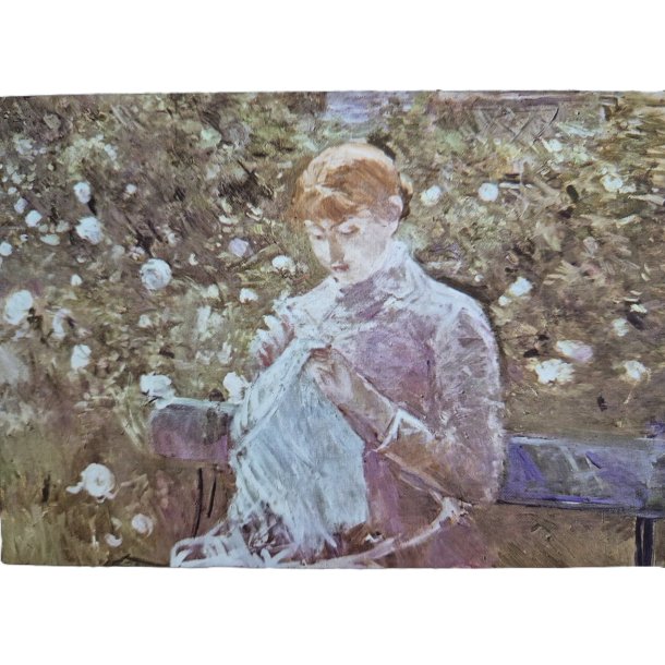 KUNSTKORT "Jeune Femme Cousant Dans le Jardin " 10x15