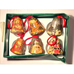 SEKS GAMLE JULEKULE-BJELLER I ESKE UTEN LOKK