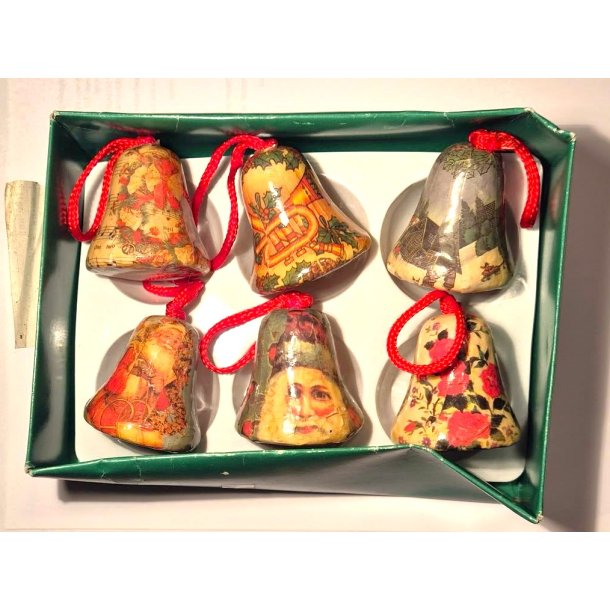 SEKS GAMLE JULEKULE-BJELLER I ESKE UTEN LOKK