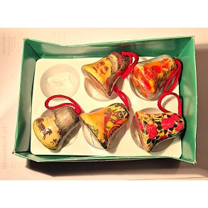 FEM GAMLE JULEKULER, BJELLEFORM, UTEN LOKK