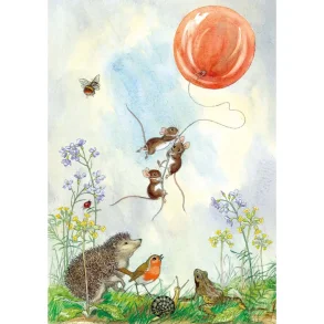 MOLLY BRETT POSTKORT; BALLONGEN STIGER OPPOVER