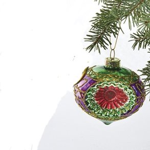 Reflektorkule i Glass  Lilla/Grnn 7 cm.