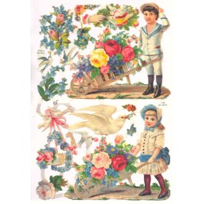 EF 7180 Barn med blomster i trilleb�r