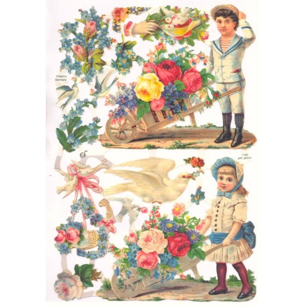 EF 7180 Barn med blomster i trilleb�r