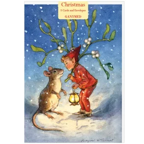 JULEKORT 5-pk MED KONVOLUTTER; UNDER THE MISTELTOE (Under mistelteinen) 