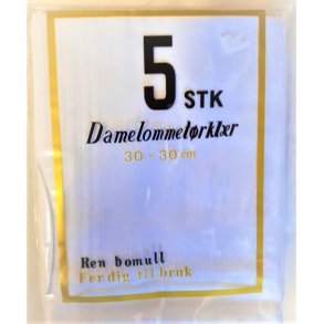 DAME LOMMET�RKLE HVIT 5-pk