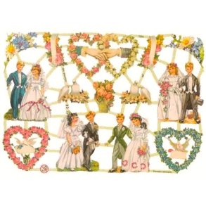 EF 7250 Brudepar og blomsterhjerter