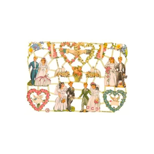 EF 7250 Brudepar og blomsterhjerter