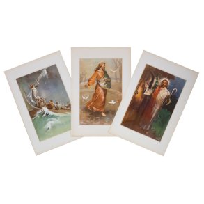 PAPIRBILDE JESUS BANKER P� (HJERTE)D�REN, original 50 talls trykk (NB! Kun 1 stk!)