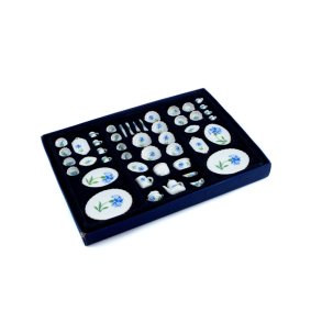 PORSELEN MINIATYRSERVISE;  KORNBLOMST, 50 deler