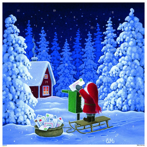 GOD JUL MOTIV 3, Postkasse, FIRKANT 29x29