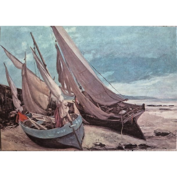 KUNSTKORT "Barques de Peche Sur la Plage de Deauville" av Gustave Courbet 10x15