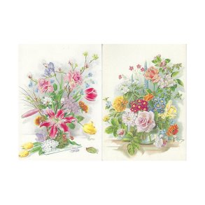 BLOMSTER I VASE, 2 ULIKE KORT 10x15