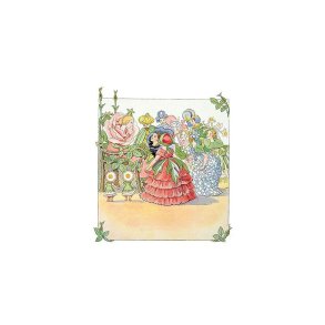 ELSA BESKOW: BLOMSTERFESTE, DRONNING ROS, dobbelt kort med konvolutt 11x15cm