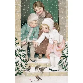 NOSTALGIKORT: DET SN�R OG BARNA MATER SM�FUGLER