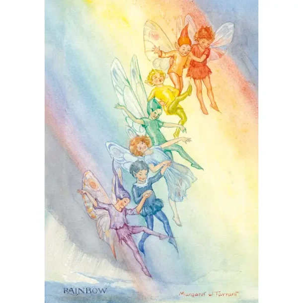 MARGARET TARRANT POSTKORT; REGNBUE-ALVER