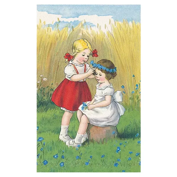 NOSTALGIKORT: BLOMSTERJENTER VED HVETE�KEREN
