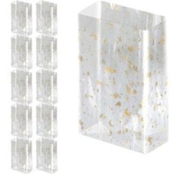 FOLIA BIO CELLOFANPOSE MED JULEMOTIV I GULL OG HVIT 14,5x23,5 cm (no292)