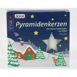 KORTE LYS TIL TYNNE STAKER/JULETRE HVITE 14x74mm, 24 stk (Nb RETTE LYS, ikke pyramideformet!)