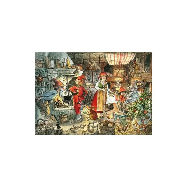 GUBBEN OG KATTEN JULEGR�T P� KJ�KKENET (Pettson ock Findus) 10x15 cm