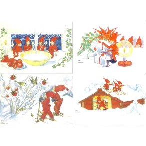 Julekort Enkle Aina Stenberg 4 stk/4motiv