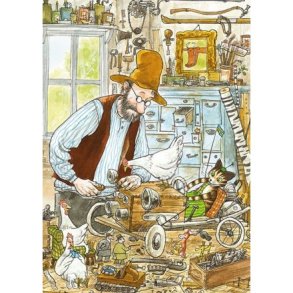 GUBBEN OG KATTEN: I SNEKKERBUA 10x15 cm