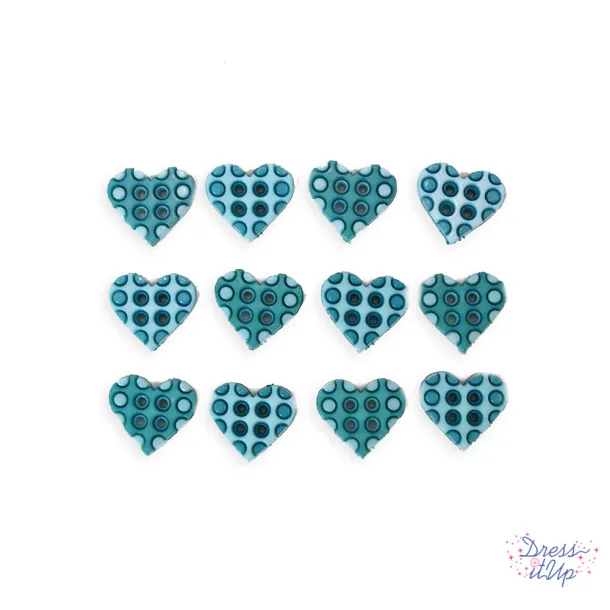 KNAPPEMIX  POLKA DOTS HEARTS TURQUOISE