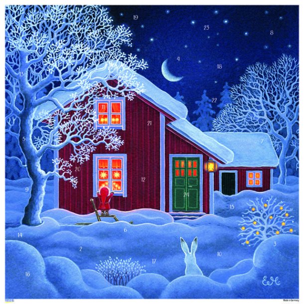 GOD JUL MOTIV 1, Det r�de huset, FIRKANT 29x29 (nr. 10506)