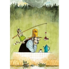 GUBBEN OG KATTEN: PETTSON GR� SKYER 10x15 cm