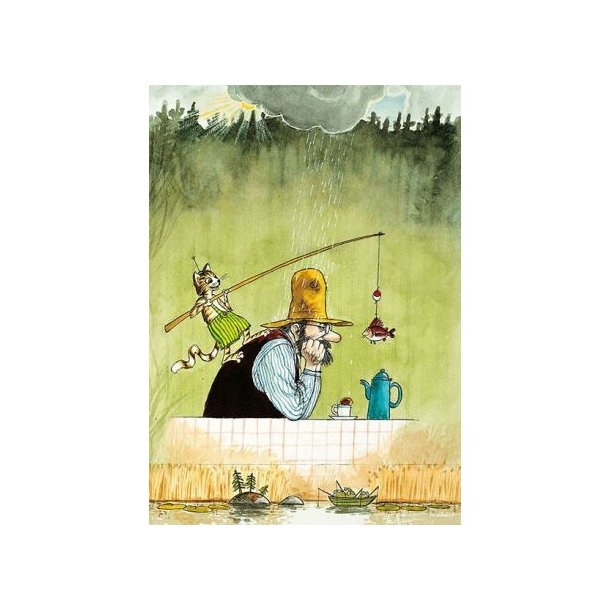 GUBBEN OG KATTEN: PETTSON GR� SKYER 10x15 cm