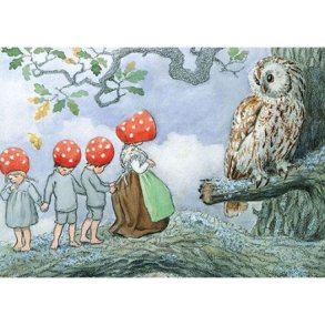 ELSA BESKOW: NISSEBOBARNA OG UGLE (Tomtebobarnen ugglan) 10x15 cm